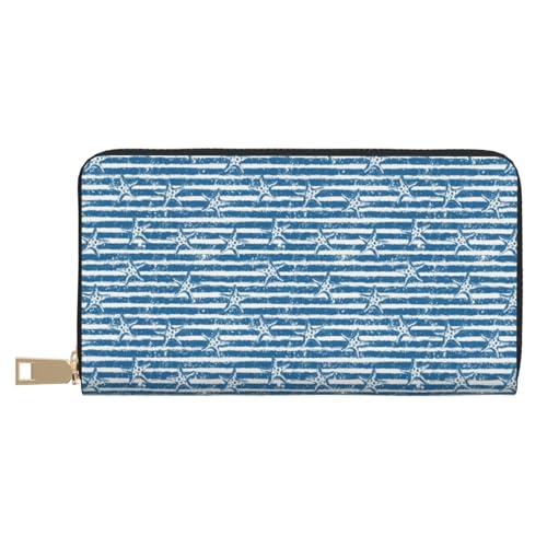 VOSERY Geldbörse Damen Leder Bifold Multi Card Wallet Ocean on Striped Damen Lange Geldbörse Geldbörsen VOSERY Geldbörse Damen Leder Bifold Multi Card Wallet Ocean on Striped Damen Lange Geldbörse Geldbörsen von VOSERY