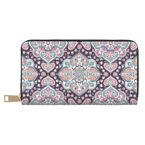 VOSERY Geldbörse Damen Leder Bifold Multi Card Wallet Paisley Muster No.9036 Damen Geldbörsen Lange Geldbörse von VOSERY