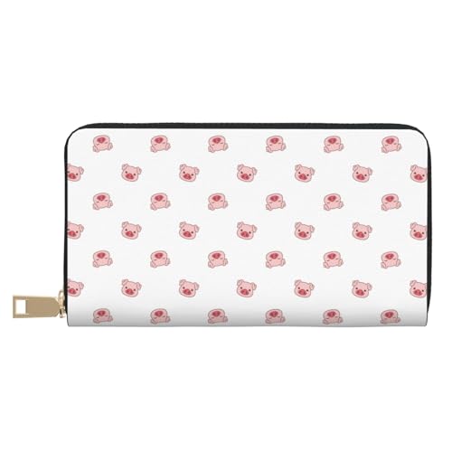 VOSERY Geldbörse Damen Leder Bifold Multi Card Wallet Pink Cute Pig Face Damen Lange Geldbörse Geldbörsen von VOSERY