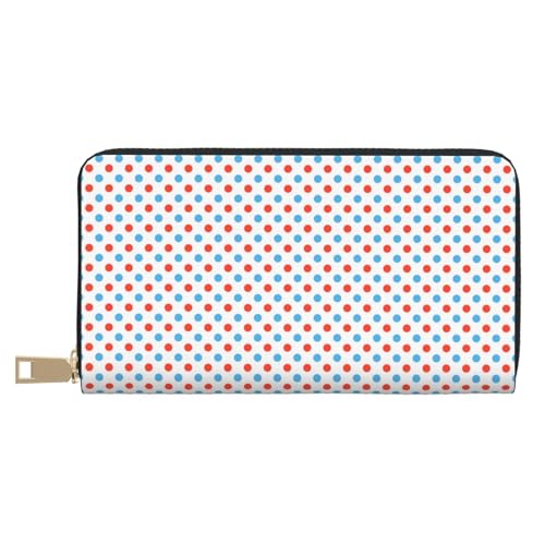 VOSERY Geldbörse Damen Leder Bifold Multi Card Wallet Rot Blau Polka Dots Damen Lange Geldbörse Geldbörsen VOSERY Geldbörse Damen Leder Bifold Multi Card Wallet Rot Blau Polka Dots Damen Lange Geldbörse Geldbörsen von VOSERY