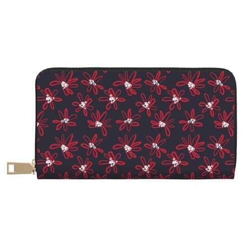 VOSERY Geldbörse Damen Leder Bifold Multi Card Wallet Rot Navy Floral Damen Lange Geldbörse Geldbörsen VOSERY Geldbörse Damen Leder Bifold Multi Card Wallet Rot Navy Floral Damen Lange Geldbörse Geldbörsen von VOSERY