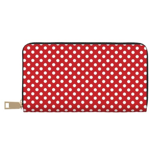 VOSERY Geldbörse Damen Leder Bifold Multi Card Wallet Rot Polka Dot Damen Geldbörsen Lange Geldbörse von VOSERY