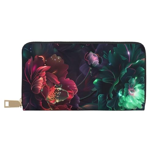 VOSERY Geldbörse Damen Leder Bifold Multi Card Wallet Rot und Grün Nelke Damen Lange Geldbörse Geldbörsen VOSERY Geldbörse Damen Leder Bifold Multi Card Wallet Rot und Grün Nelke Damen Lange Geldbörse Geldbörsen von VOSERY