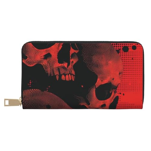 VOSERY Geldbörse Damen Leder Bifold Multi Card Wallet Rot und Schwarz Abstrakte Schädel Damen Lange Geldbörse Geldbörsen VOSERY Geldbörse Damen Leder Bifold Multi Card Wallet Rot und Schwarz Abstrakte Schädel Damen Lange Geldbörse Geldbörsen von VOSERY