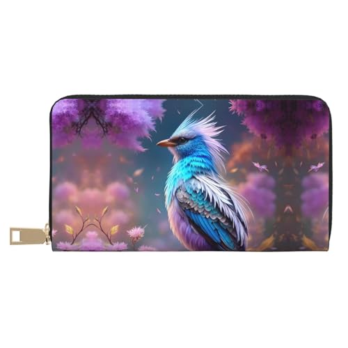 VOSERY Geldbörse Damen Leder Bifold Multi Card Wallet Schöne Rosa Blume Blau Vogel Damen Lange Geldbörse Geldbörsen VOSERY Geldbörse Damen Leder Bifold Multi Card Wallet Schöne Rosa Blume Blau Vogel Damen Lange Geldbörse Geldbörsen von VOSERY