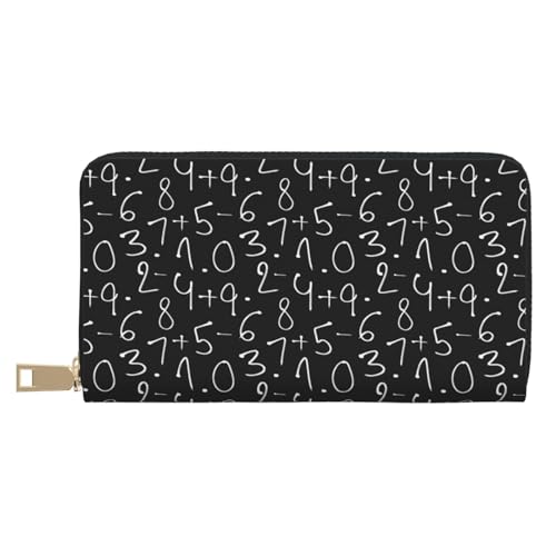 VOSERY Geldbörse Damen Leder Bifold Multi Card Wallet Schwarz Mathematik Zahlen Damen Geldbörsen Lange Geldbörse von VOSERY