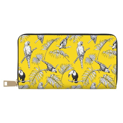 VOSERY Geldbörse Damen Leder Bifold Multi Card Wallet Sketch Cute Papagei Tucan Damen Geldbörsen Lange Geldbörse von VOSERY