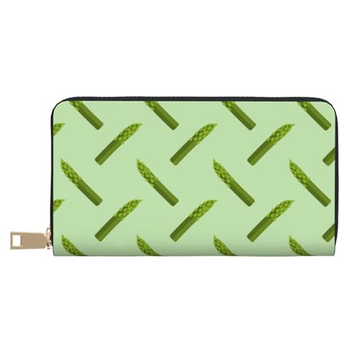 VOSERY Geldbörse Damen Leder Bifold Multi Card Wallet Spargelmuster Grün Damen Geldbörsen Lange Geldbörse von VOSERY