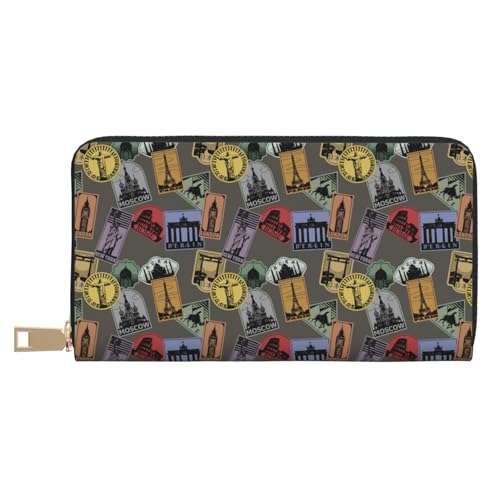 VOSERY Geldbörse Damen Leder Bifold Multi Card Wallet Stamp Welten Muster Damen Lange Geldbörse Geldbörsen VOSERY Geldbörse Damen Leder Bifold Multi Card Wallet Stamp Welten Muster Damen Lange Geldbörse Geldbörsen von VOSERY