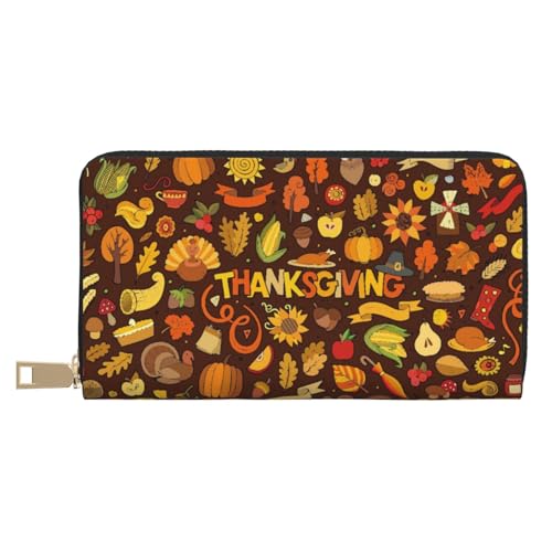 VOSERY Geldbörse Damen Leder Bifold Multi Card Wallet Thanksgiving Herbst Damen Geldbörsen Lange Geldbörse von VOSERY