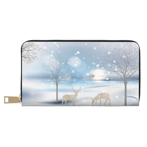 VOSERY Geldbörse Damen Leder Bifold Multi Card Wallet Weihnachten Hirsch Damen Lange Geldbörse Geldbörsen von VOSERY