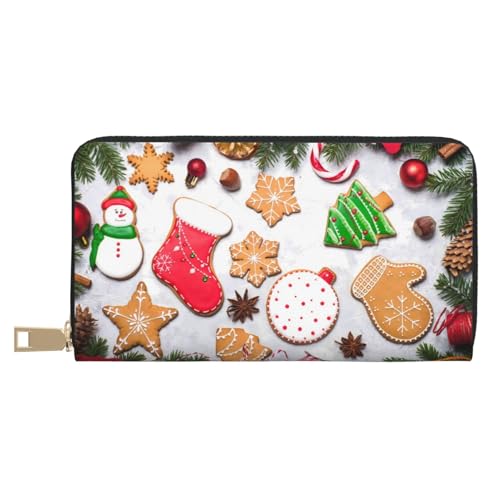 VOSERY Geldbörse Damen Leder Bifold Multi Card Wallet Weihnachten Lebkuchen Kekse Damen Lange Geldbörse Geldbörsen von VOSERY