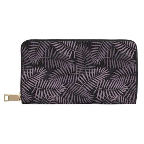 VOSERY Geldbörse Damen Leder Bifold Multi Card Wallet White Palm Leaves_A Damen Geldbörsen Lange Geldbörse von VOSERY