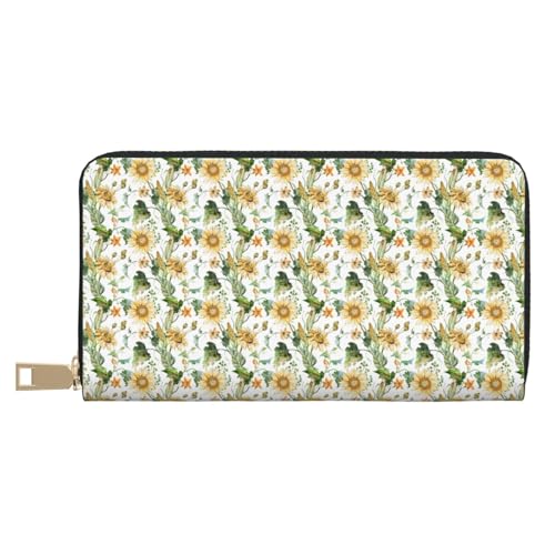 VOSERY Geldbörse für Damen, Leder, Bifold Multi Card, Aquarell, helle Sonnenblumen, lange Geldbörse für Damen VOSERY Geldbörse für Damen, Leder, Bifold Multi Card, Aquarell, helle Sonnenblumen, lange Geldbörse für Damen von VOSERY