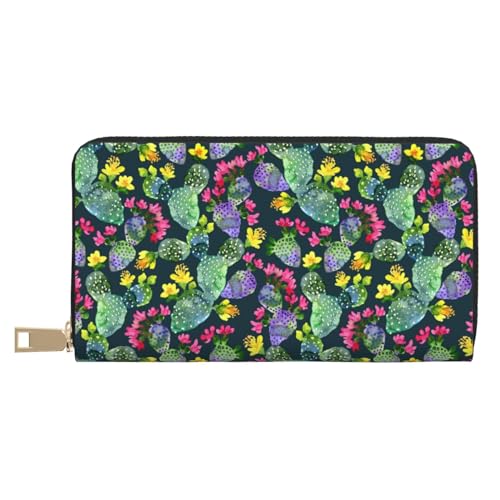 VOSERY Geldbörse für Damen, Leder, Bifold Multi Card, Aquarell-Kakteen, Damengeldbörse, lange Geldbörse VOSERY Geldbörse für Damen, Leder, Bifold Multi Card, Aquarell-Kakteen, Damengeldbörse, lange Geldbörse von VOSERY