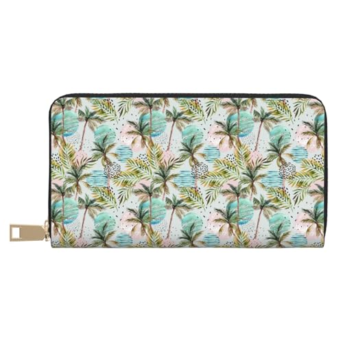 VOSERY Geldbörse für Damen, Leder, Bifold Multi Card, Aquarell-Palme, lange Geldbörse für Damen VOSERY Geldbörse für Damen, Leder, Bifold Multi Card, Aquarell-Palme, lange Geldbörse für Damen von VOSERY