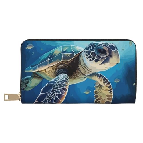 VOSERY Geldbörse für Damen, Leder, Bifold Multi Card, Aquarell-Schildkröte, lange Geldbörse für Damen VOSERY Geldbörse für Damen, Leder, Bifold Multi Card, Aquarell-Schildkröte, lange Geldbörse für Damen von VOSERY