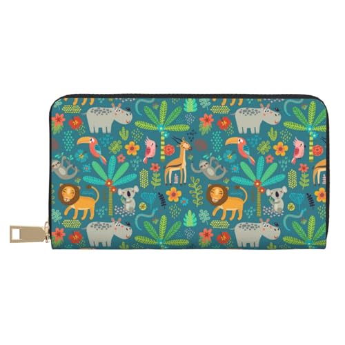 VOSERY Geldbörse für Damen, Leder, Bifold Multi Card, Dschungeltiere, bunt, lange Geldbörse für Damen VOSERY Geldbörse für Damen, Leder, Bifold Multi Card, Dschungeltiere, bunt, lange Geldbörse für Damen von VOSERY