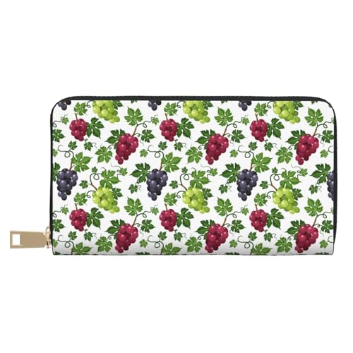 VOSERY Geldbörse für Damen, Leder, Bifold Multi Card, Trauben-Druck, bunt, lange Geldbörse für Damen VOSERY Geldbörse für Damen, Leder, Bifold Multi Card, Trauben-Druck, bunt, lange Geldbörse für Damen von VOSERY