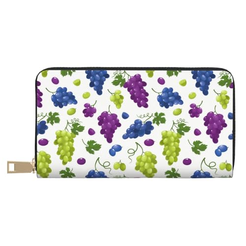 VOSERY Geldbörse für Damen, Leder, Bifold Multi Card, Traubenfarben, lange Geldbörse von VOSERY
