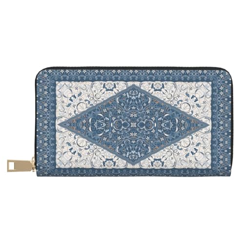 VOSERY Geldbörse für Damen, Leder, Bifold Multi Card, Vintage, persisch, blau, Damengeldbörse, lange Geldbörse VOSERY Geldbörse für Damen, Leder, Bifold Multi Card, Vintage, persisch, blau, Damengeldbörse, lange Geldbörse von VOSERY