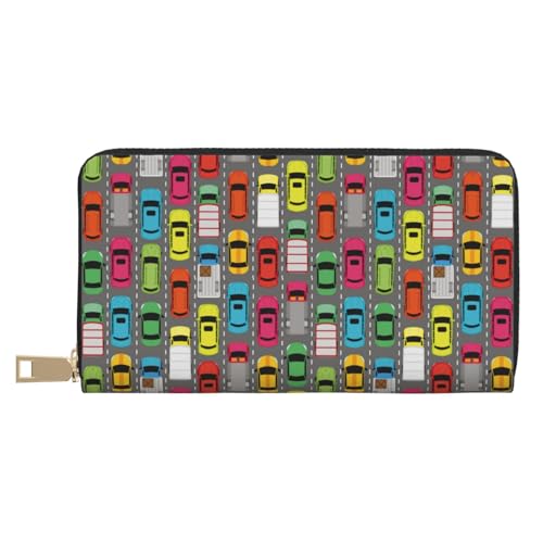 VOSERY Geldbörse für Damen, Leder, Bifold Multi Card, bunte Autos, Damengeldbörse, lange Geldbörse VOSERY Geldbörse für Damen, Leder, Bifold Multi Card, bunte Autos, Damengeldbörse, lange Geldbörse von VOSERY