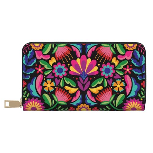 VOSERY Geldbörse für Damen, Leder, Bifold Multi Card, bunte Blumenstickerei, mexikanische Damengeldbörse, lange Geldbörse VOSERY Geldbörse für Damen, Leder, Bifold Multi Card, bunte Blumenstickerei, mexikanische Damengeldbörse, lange Geldbörse von VOSERY