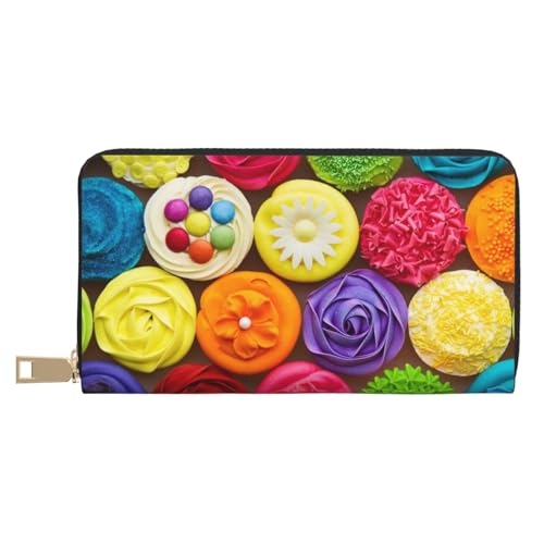 VOSERY Geldbörse für Damen, Leder, Bifold Multi Card, bunte Cupcakes, lange Geldbörse für Damen VOSERY Geldbörse für Damen, Leder, Bifold Multi Card, bunte Cupcakes, lange Geldbörse für Damen von VOSERY