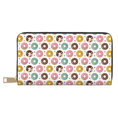 VOSERY Geldbörse für Damen, Leder, Bifold Multi Card, bunte Donuts, lange Damengeldbörse von VOSERY