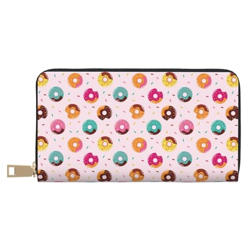 VOSERY Geldbörse für Damen, Leder, Bifold Multi Card, bunte Donuts, lange Geldbörse für Damen von VOSERY