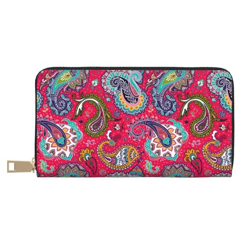 VOSERY Geldbörse für Damen, Leder, Bifold Multi Card, bunte Paisleymuster, Damengeldbörse, lange Geldbörse VOSERY Geldbörse für Damen, Leder, Bifold Multi Card, bunte Paisleymuster, Damengeldbörse, lange Geldbörse von VOSERY