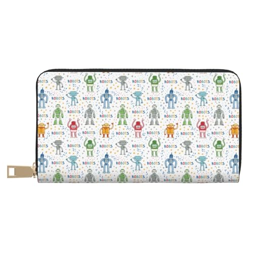 VOSERY Geldbörse für Damen, Leder, Bifold Multi Card, bunte Roboter, lange Geldbörse für Damen VOSERY Geldbörse für Damen, Leder, Bifold Multi Card, bunte Roboter, lange Geldbörse für Damen von VOSERY