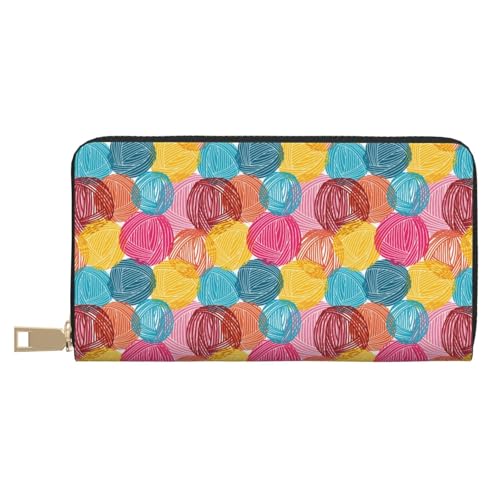 VOSERY Geldbörse für Damen, Leder, Bifold Multi Card, bunte Wollkugeln, lange Geldbörse für Damen VOSERY Geldbörse für Damen, Leder, Bifold Multi Card, bunte Wollkugeln, lange Geldbörse für Damen von VOSERY