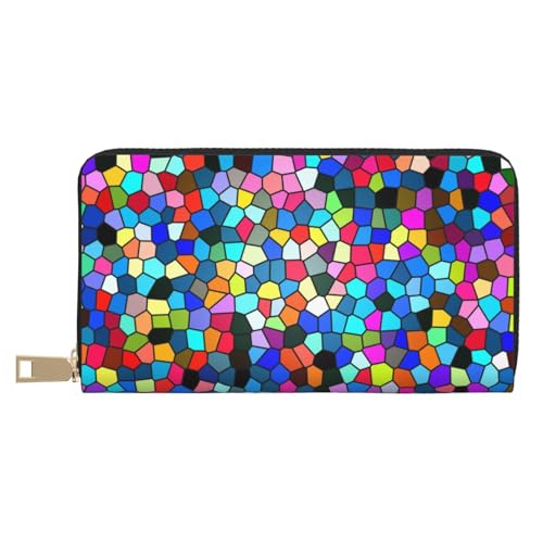 VOSERY Geldbörse für Damen, Leder, Bifold Multi Card, buntes Batikdesign, Buntglas, lange Geldbörse für Damen VOSERY Geldbörse für Damen, Leder, Bifold Multi Card, buntes Batikdesign, Buntglas, lange Geldbörse für Damen von VOSERY