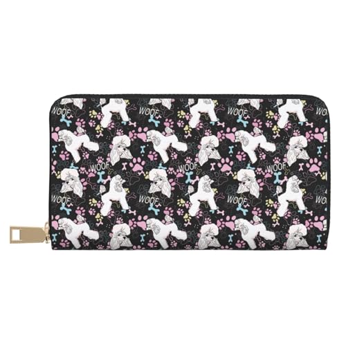 VOSERY Geldbörse für Damen, Leder, Bifold Multi Card, künstlerischer Pudel, mehrfarbig, lange Geldbörse für Damen VOSERY Geldbörse für Damen, Leder, Bifold Multi Card, künstlerischer Pudel, mehrfarbig, lange Geldbörse für Damen von VOSERY