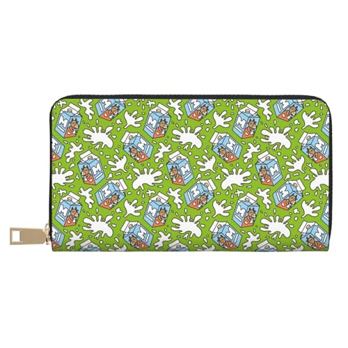 VOSERY Geldbörse für Damen, Leder, Bifold Multi Card Geldbörse, Cartoon-Milchkuh, lange Geldbörse für Damen VOSERY Geldbörse für Damen, Leder, Bifold Multi Card Geldbörse, Cartoon-Milchkuh, lange Geldbörse für Damen von VOSERY