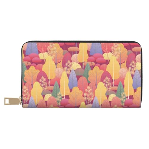 VOSERY Geldbörse für Damen, Leder, Bifold Multi Card Wald, bunte Herbstbäume, Damengeldbörse, lange Geldbörse VOSERY Geldbörse für Damen, Leder, Bifold Multi Card Wald, bunte Herbstbäume, Damengeldbörse, lange Geldbörse von VOSERY