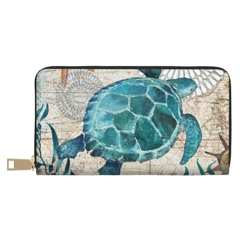 VOSERY Geldbörse für Damen, Leder, Bifold Multi Card Wallet, Aquarell-Meeresschildkröte, Damengeldbörse, lange Geldbörse VOSERY Geldbörse für Damen, Leder, Bifold Multi Card Wallet, Aquarell-Meeresschildkröte, Damengeldbörse, lange Geldbörse von VOSERY