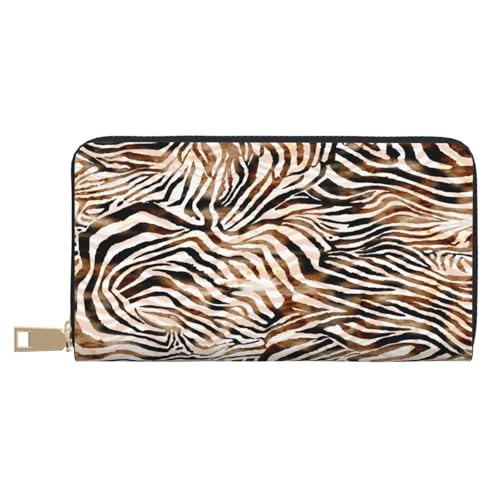 VOSERY Geldbörse für Damen, Leder, Bifold Multi Card Wallet, Aquarell-Zebramuster, lange Geldbörse für Damen von VOSERY