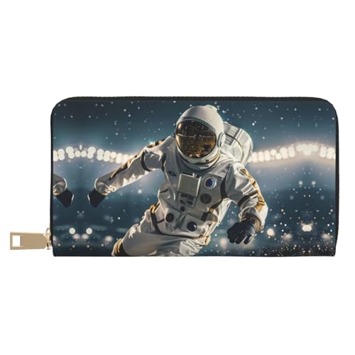 VOSERY Geldbörse für Damen, Leder, Bifold Multi Card Wallet, Astronaut Fußballfeld, lange Geldbörse für Damen VOSERY Geldbörse für Damen, Leder, Bifold Multi Card Wallet, Astronaut Fußballfeld, lange Geldbörse für Damen von VOSERY