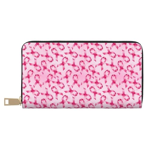 VOSERY Geldbörse für Damen, Leder, Bifold Multi Card Wallet, Brustkrebs-Bewusstsein-Q Damen Lange Geldbörse Geldbörsen von VOSERY