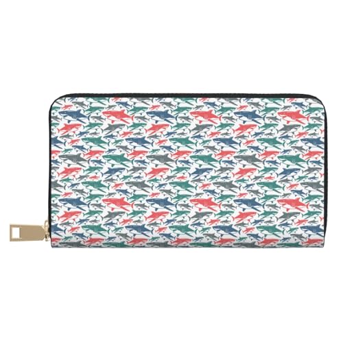 VOSERY Geldbörse für Damen, Leder, Bifold Multi Card Wallet, Bunte Hai, lange Geldbörse für Damen VOSERY Geldbörse für Damen, Leder, Bifold Multi Card Wallet, Bunte Hai, lange Geldbörse für Damen von VOSERY