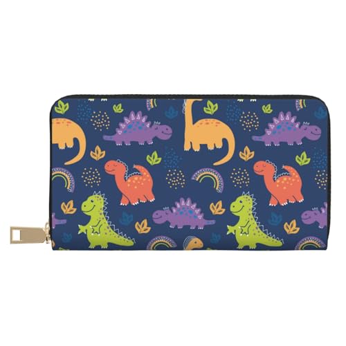 VOSERY Geldbörse für Damen, Leder, Bifold Multi Card Wallet, Cartoon Dinosaurier niedliche Damengeldbörsen, lange Geldbörse von VOSERY