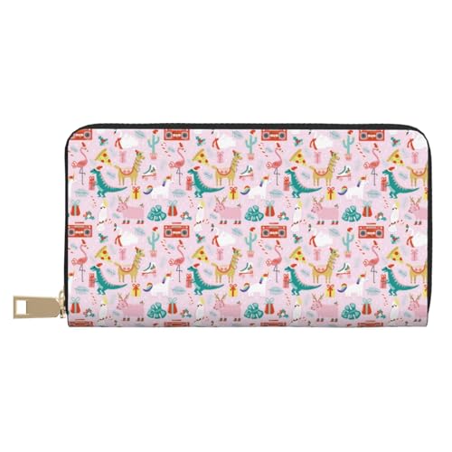 VOSERY Geldbörse für Damen, Leder, Bifold Multi Card Wallet, Cartoon Weihnachten Tiere Damen Geldbörsen, lange Geldbörse von VOSERY