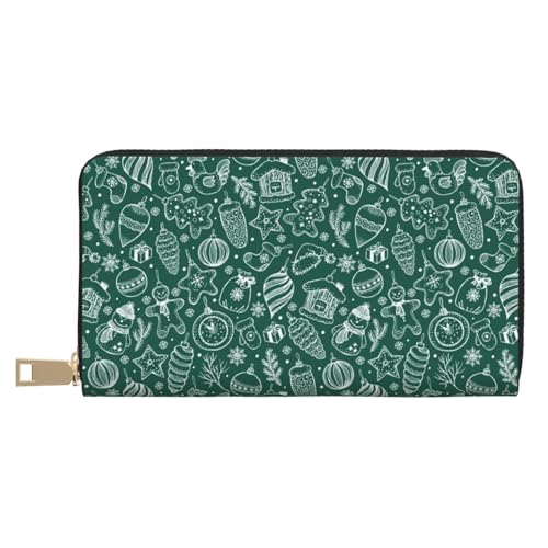 VOSERY Geldbörse für Damen, Leder, Bifold Multi Card Wallet, Grün, Weihnachten Damen Geldbörsen, lange Geldbörse von VOSERY