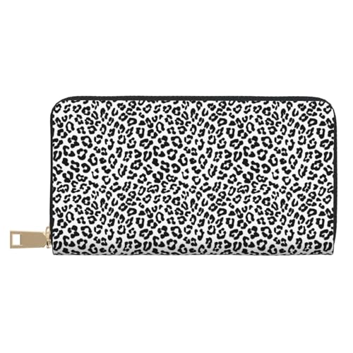 VOSERY Geldbörse für Damen, Leder, Bifold Multi Card Wallet, Weiß Schwarz Leopard Mode Damen Lange Geldbörse Geldbörsen von VOSERY