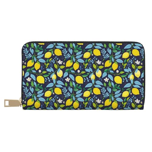 VOSERY Geldbörse für Damen, Leder, Bifold Multi Card Wallet, Zitronenblumen-Blätter, lange Geldbörse für Damen VOSERY Geldbörse für Damen, Leder, Bifold Multi Card Wallet, Zitronenblumen-Blätter, lange Geldbörse für Damen von VOSERY