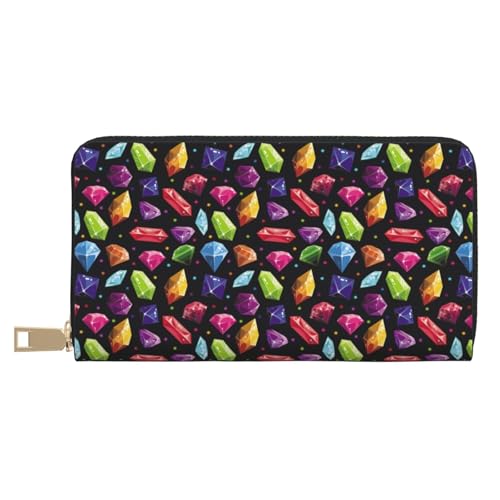 VOSERY Geldbörse für Damen, Leder, Bifold Multi Card Wallet, bunte Diamanten, lange Geldbörse für Damen VOSERY Geldbörse für Damen, Leder, Bifold Multi Card Wallet, bunte Diamanten, lange Geldbörse für Damen von VOSERY