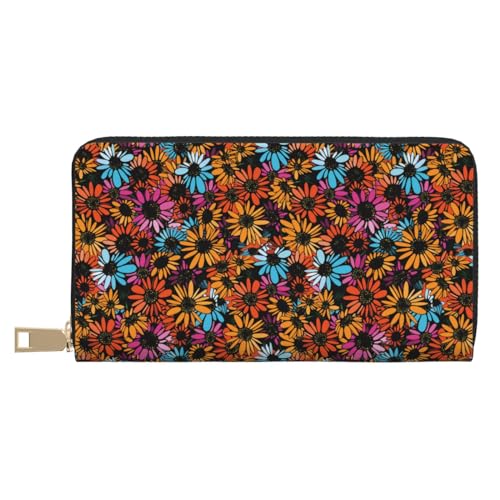 VOSERY Geldbörse für Damen, Leder, Bifold Multi Card Wallet, bunte Gänseblümchen, Blumen, eine Damengeldbörse, lange Geldbörse VOSERY Geldbörse für Damen, Leder, Bifold Multi Card Wallet, bunte Gänseblümchen, Blumen, eine Damengeldbörse, lange Geldbörse von VOSERY