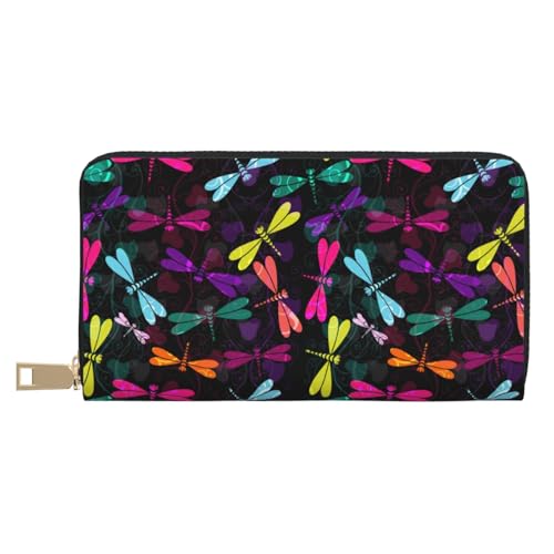 VOSERY Geldbörse für Damen, Leder, Bifold Multi Card Wallet, bunte Libellen, eine Damengeldbörse, lange Geldbörse VOSERY Geldbörse für Damen, Leder, Bifold Multi Card Wallet, bunte Libellen, eine Damengeldbörse, lange Geldbörse von VOSERY